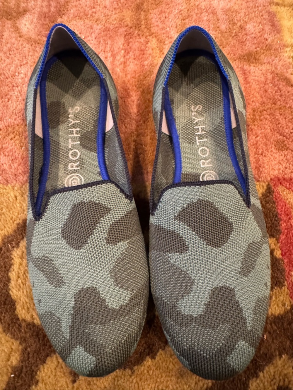 Rothy's the loafer olive camo Knit Slip-On Flats Sz 9